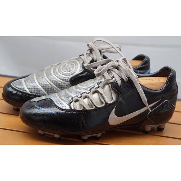 2008 Nike Total 90 II FG Shoot Strike 8 US Black Silver Blue Air Zoom Mercurial - Picture 1 of 10